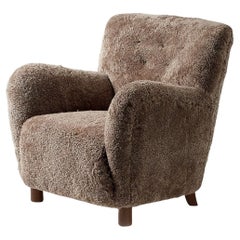 Custom Made Model 54 Sheepskin Lounge Chair and Ottoman