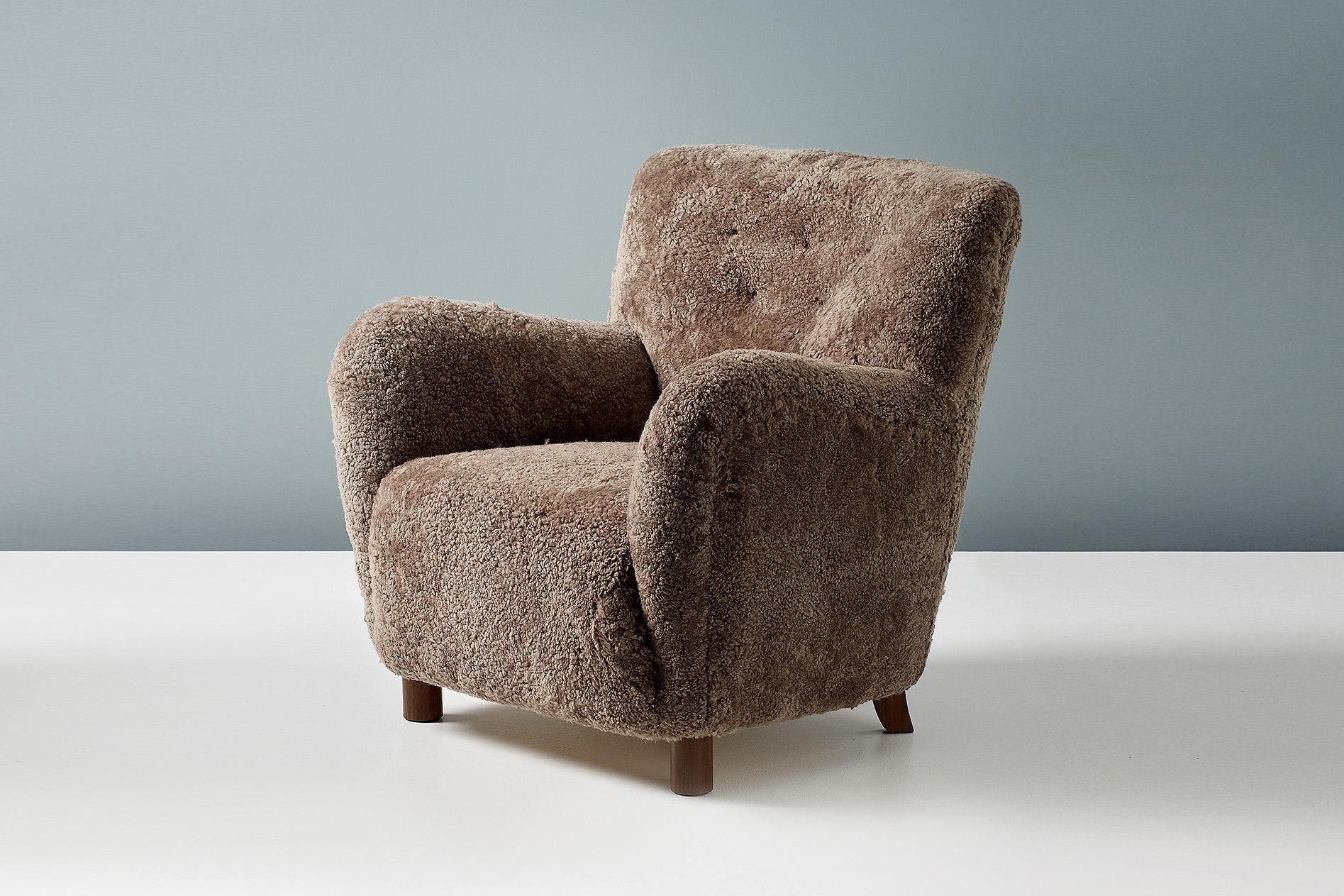 Custom Made Model 54 Sheepskin Lounge Chair For Sale 7