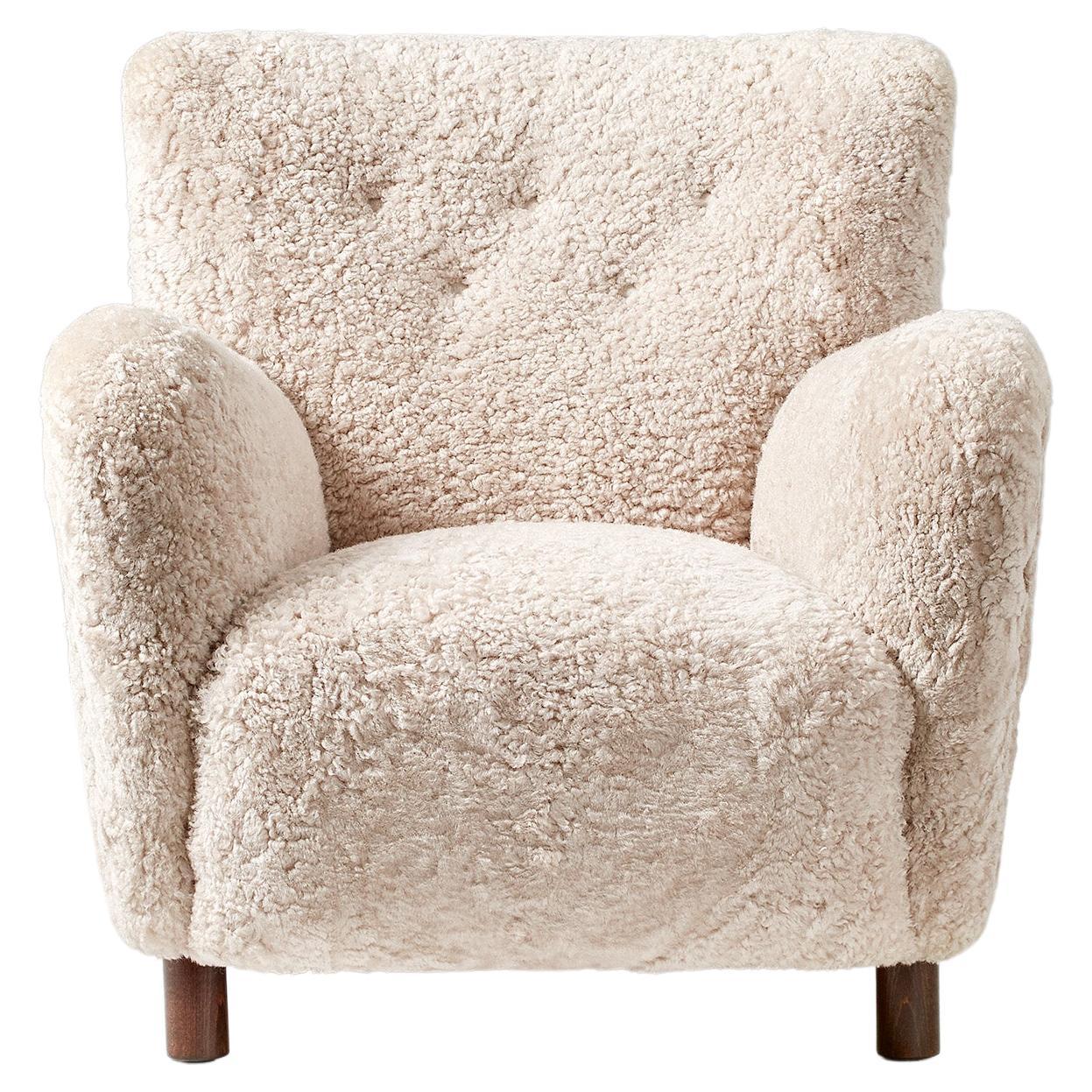 Custom Made Model 54 Sheepskin Lounge Chair For Sale