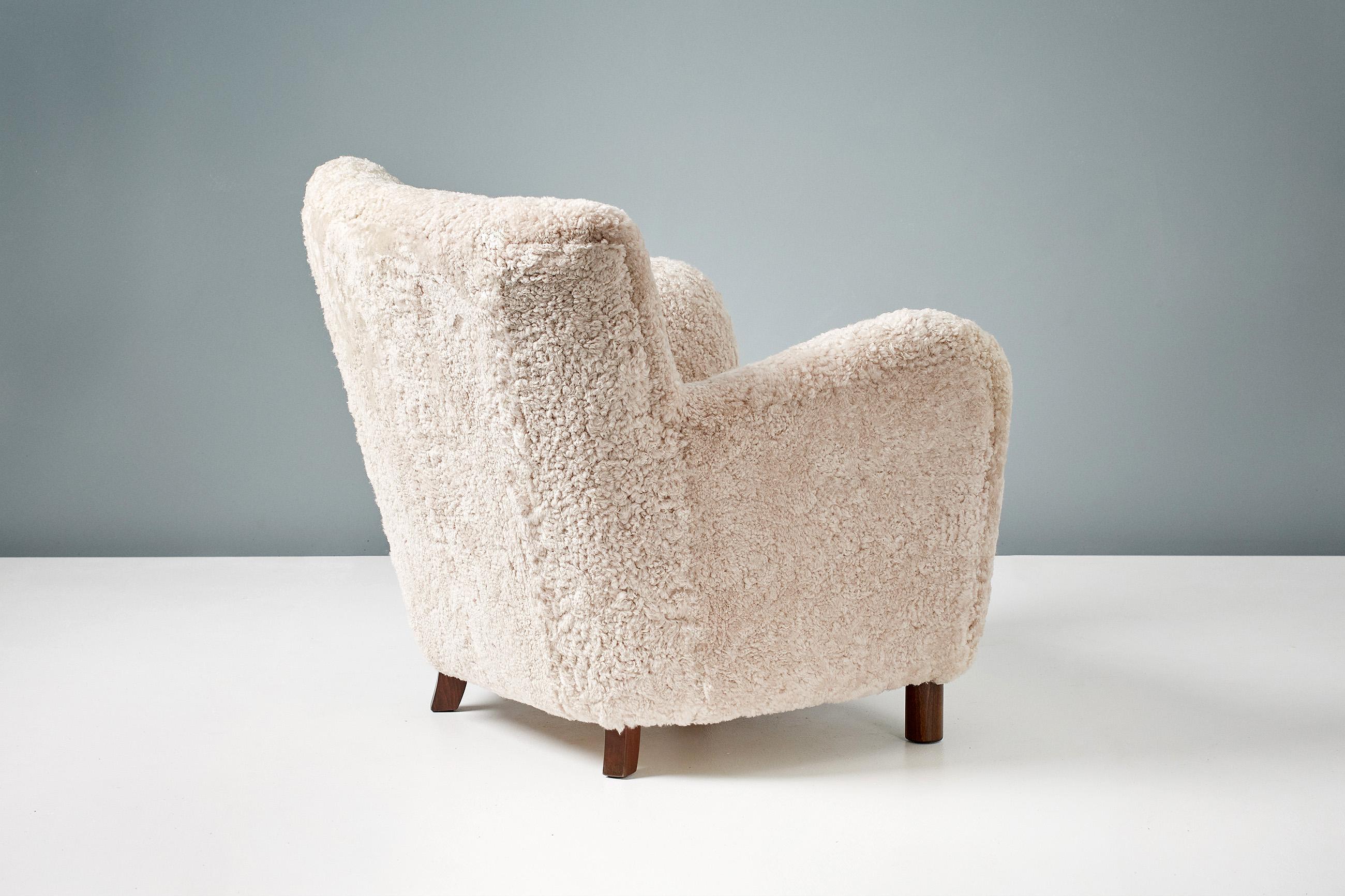 Custom Made Model 54 Sheepskin Lounge Chairs For Sale 1