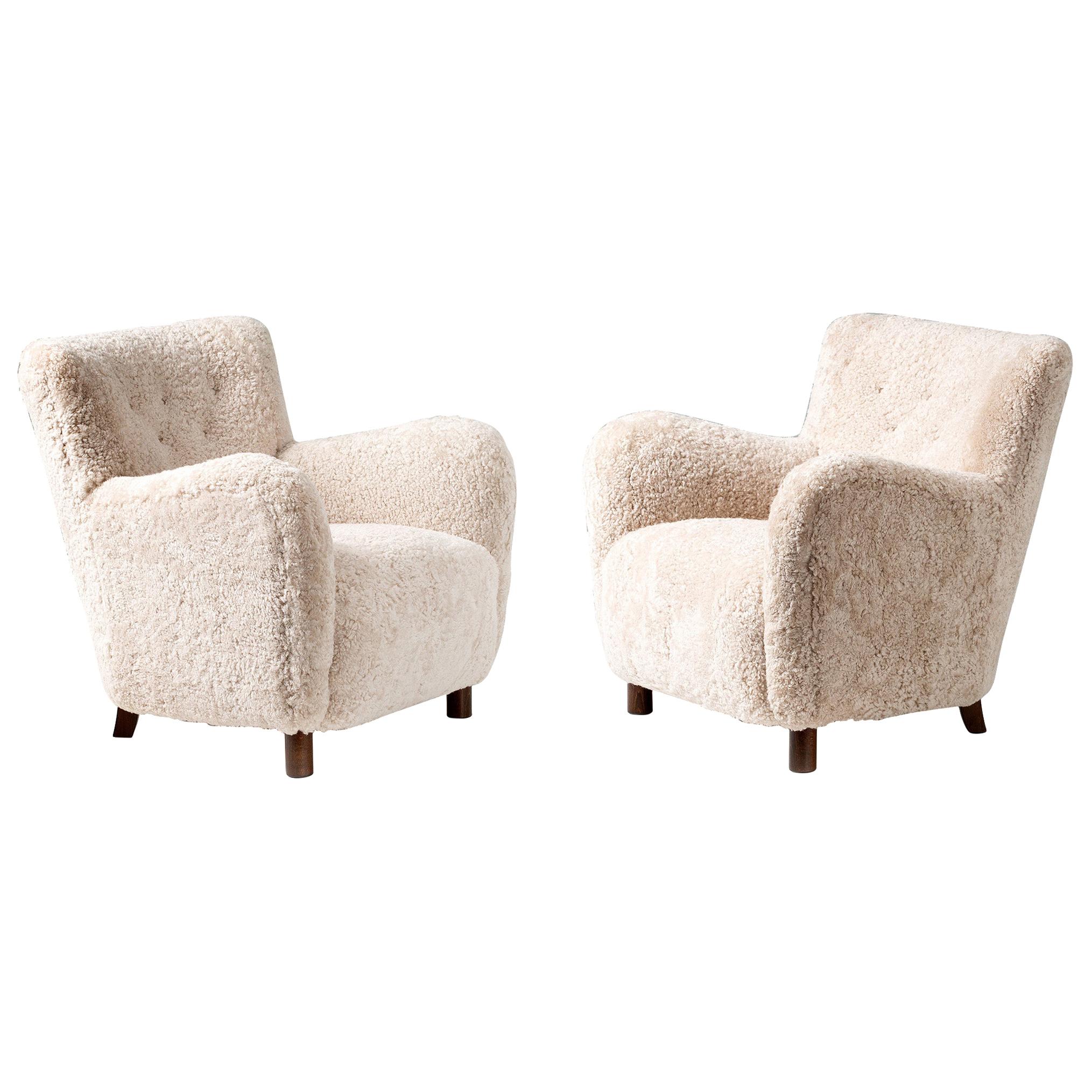 Custom Made Model 54 Sheepskin Lounge Chairs