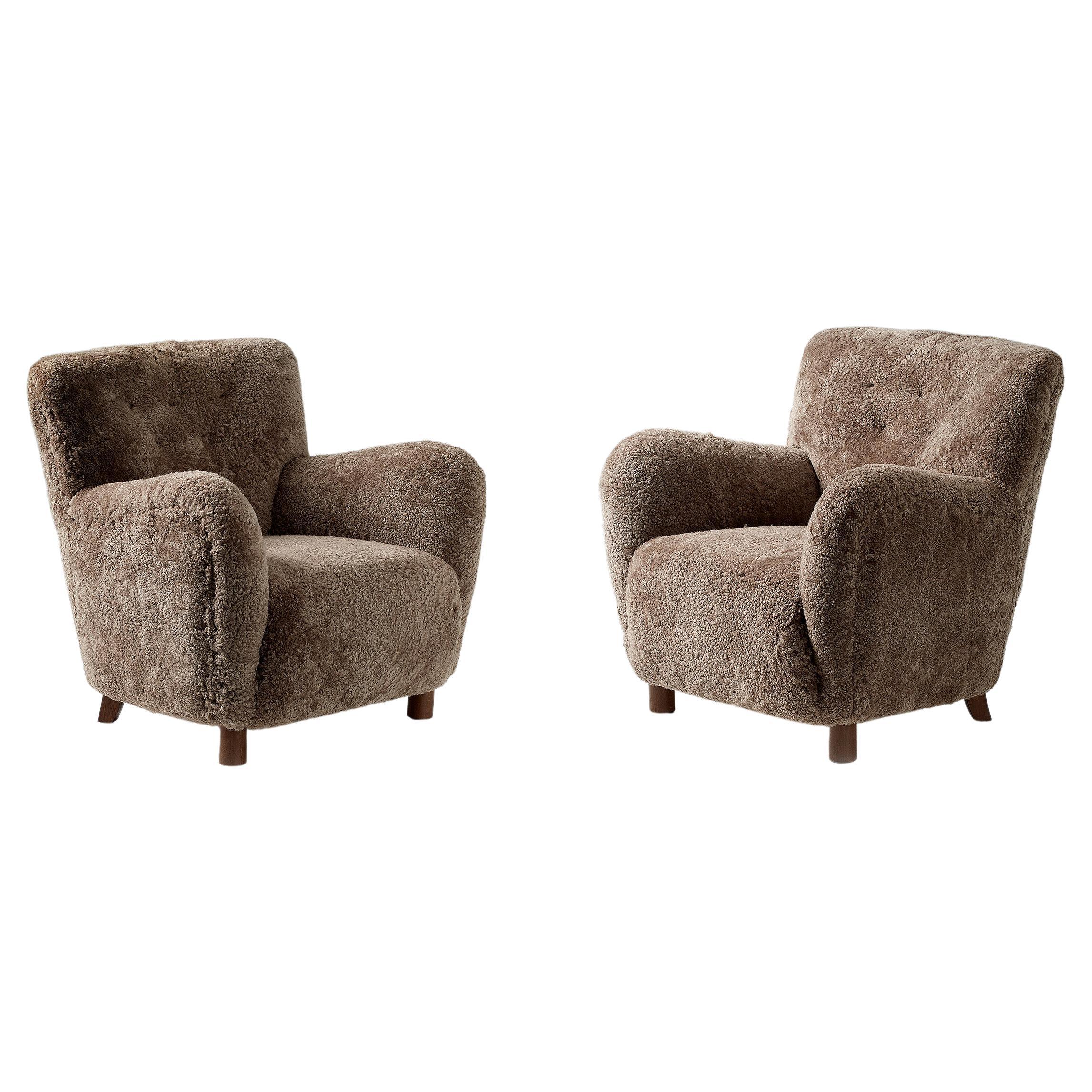 Custom Made Model 54 Sheepskin Lounge Chairs