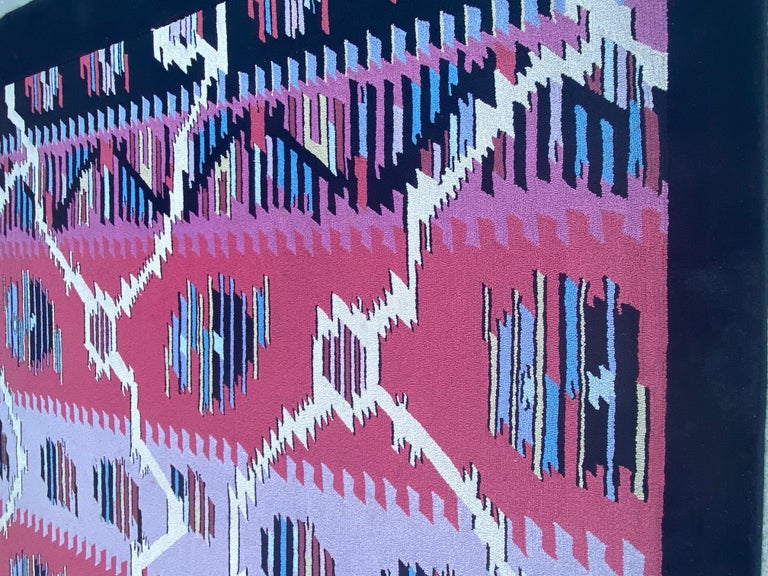 Custom Made Modern Area Rug in Bright Ethnic Pattern Bright Colors For Sale at 1stDibs