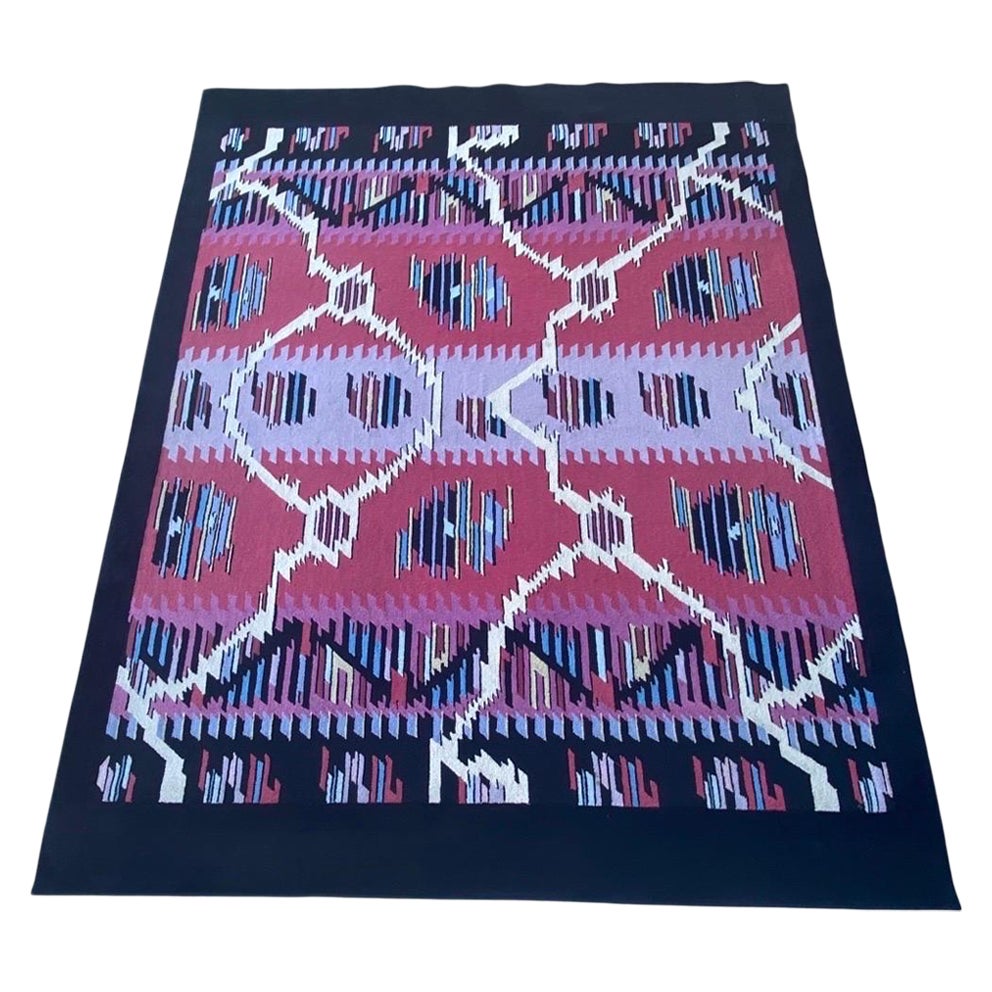Custom Made Modern Area Rug in Bright Ethnic Pattern Bright Colors For Sale