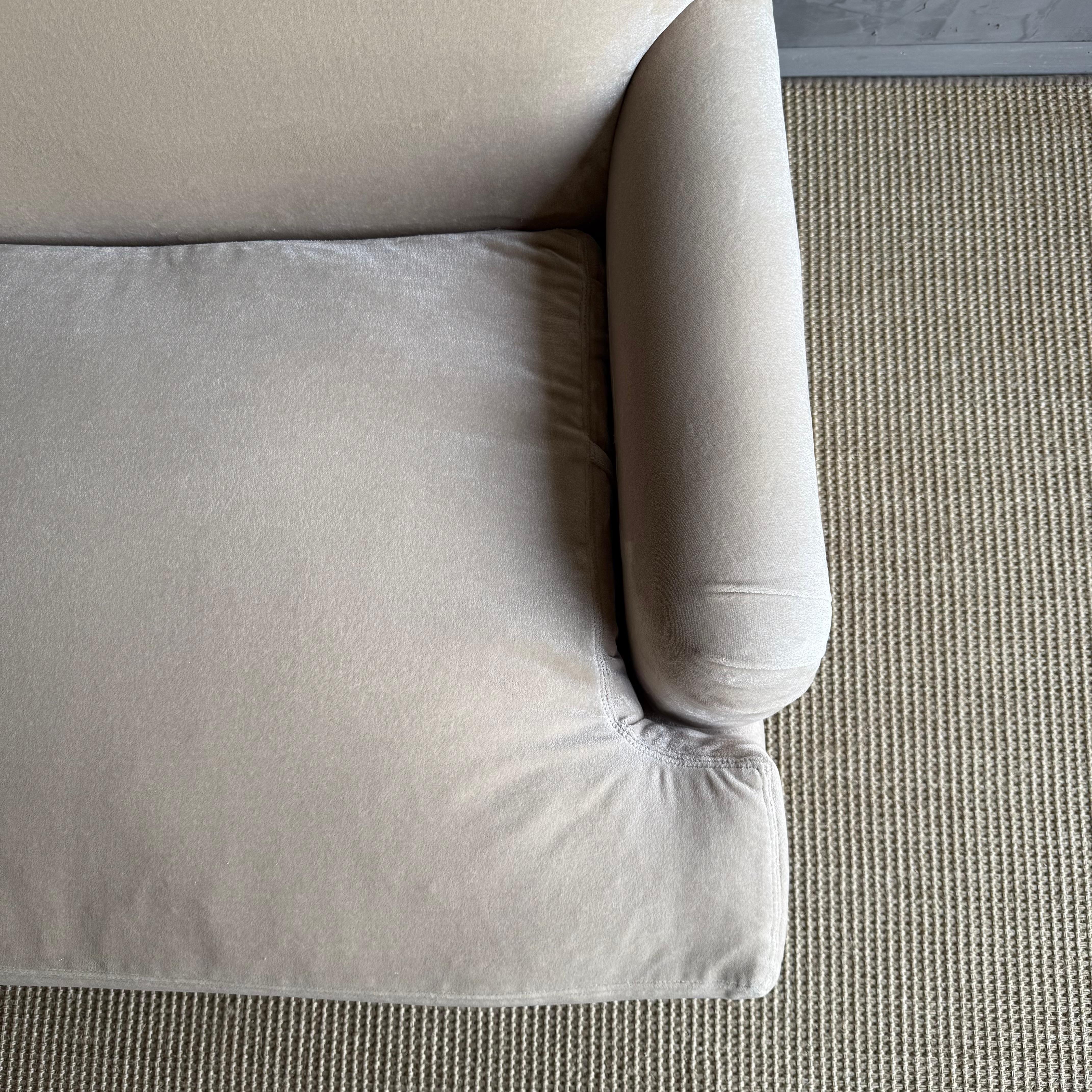 Custom Made Modern English Arm Sofa in Performance Linen Velvet For Sale 5