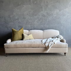 Custom Made Modern English Arm Sofa in Performance Linen Velvet -  86"
