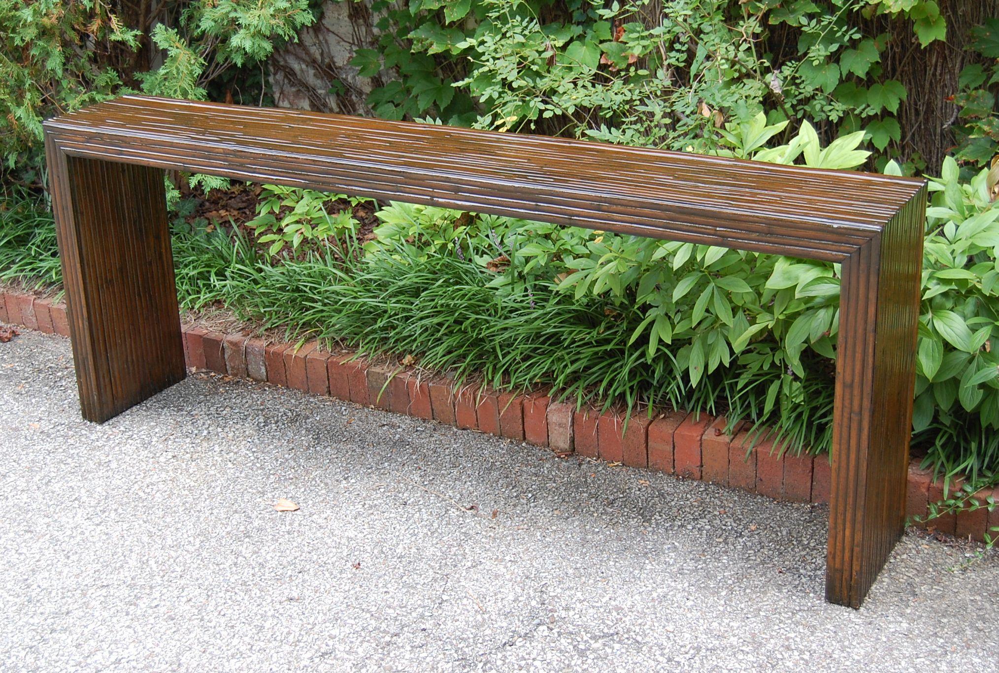 Custom Made Modern Faux Bamboo Console Table in Dark Brown Lacquered