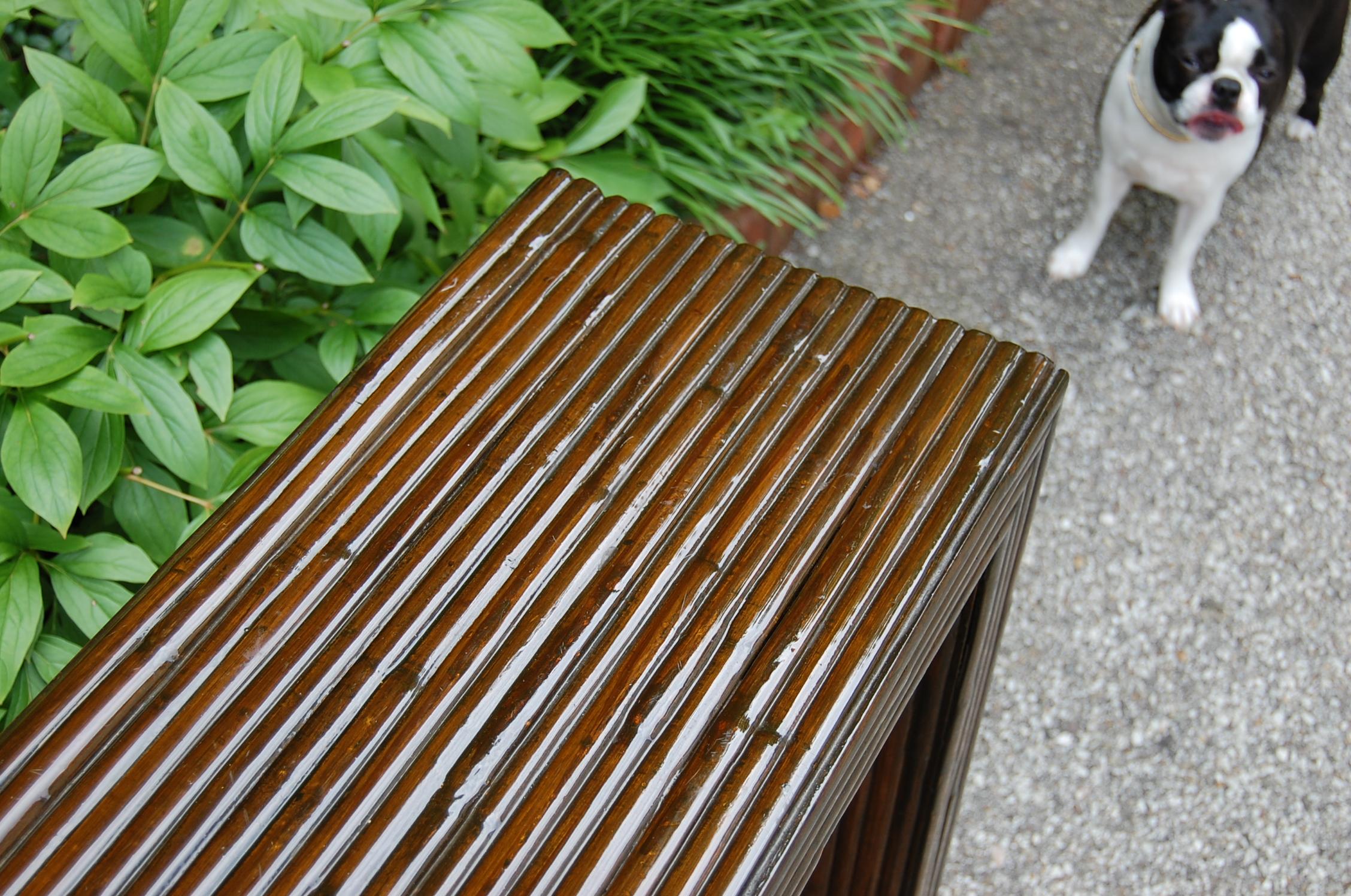 Custom Made Modern Faux Bamboo Console Table in Dark Brown Lacquered Finish 2