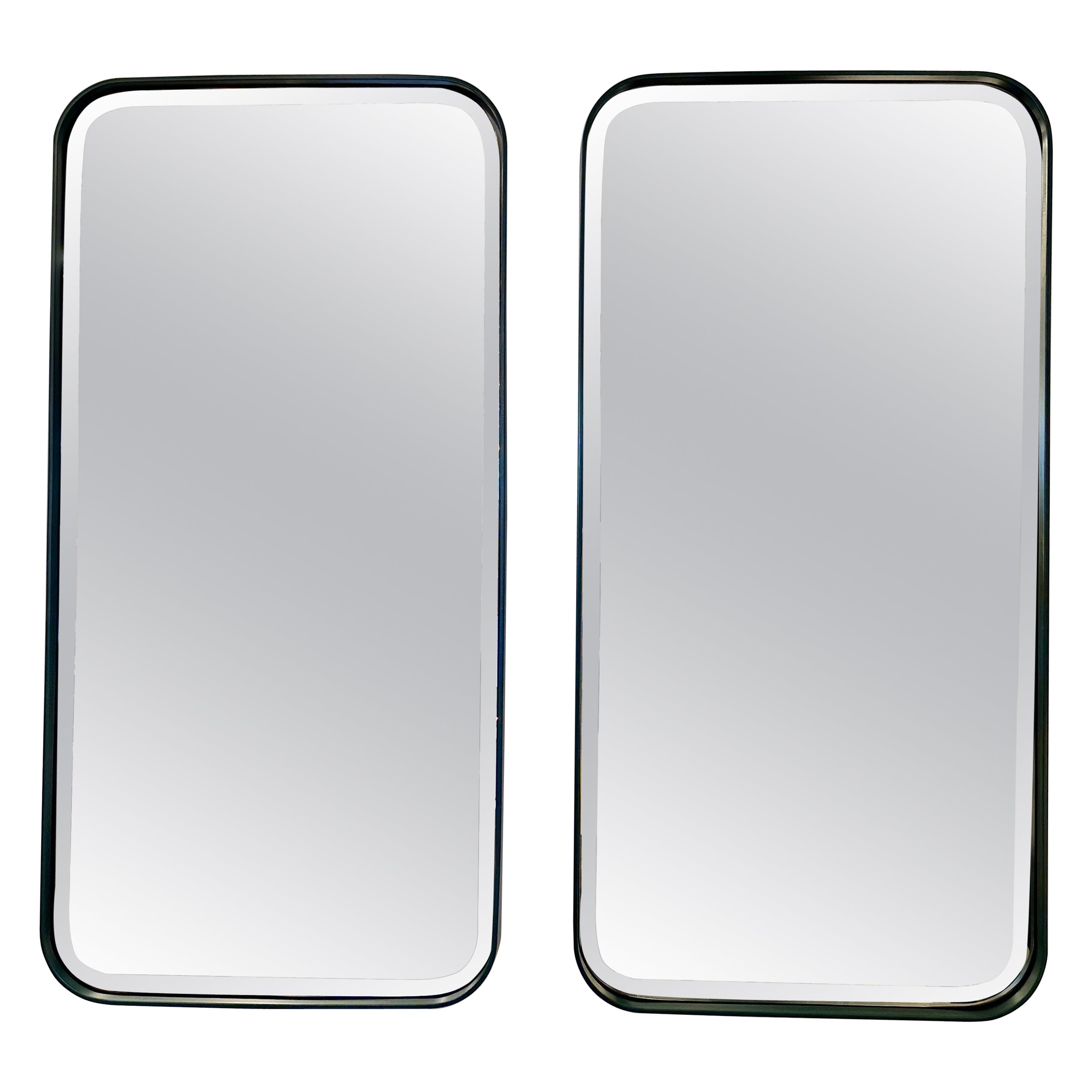 Custom Made Modern Forest Green Metal Mirror (TWO Available) For Sale