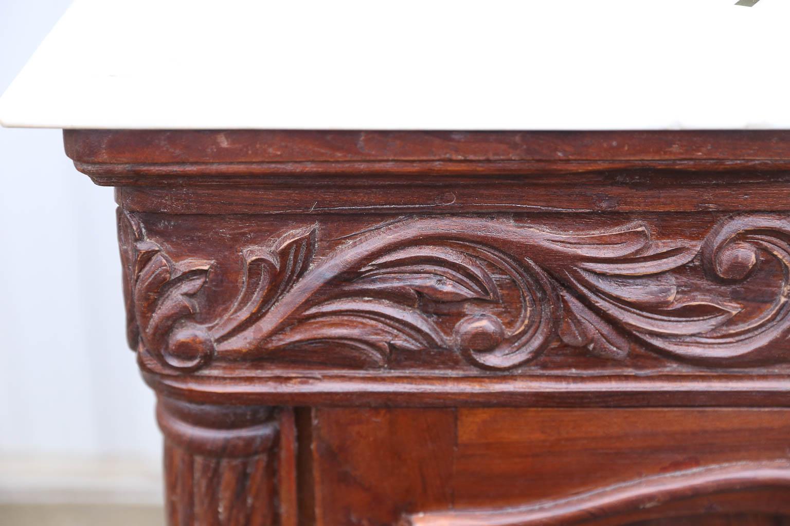 Custom Made Modern Malachite Sink on a Highly Decorative Teak Wood Vanity For Sale 4