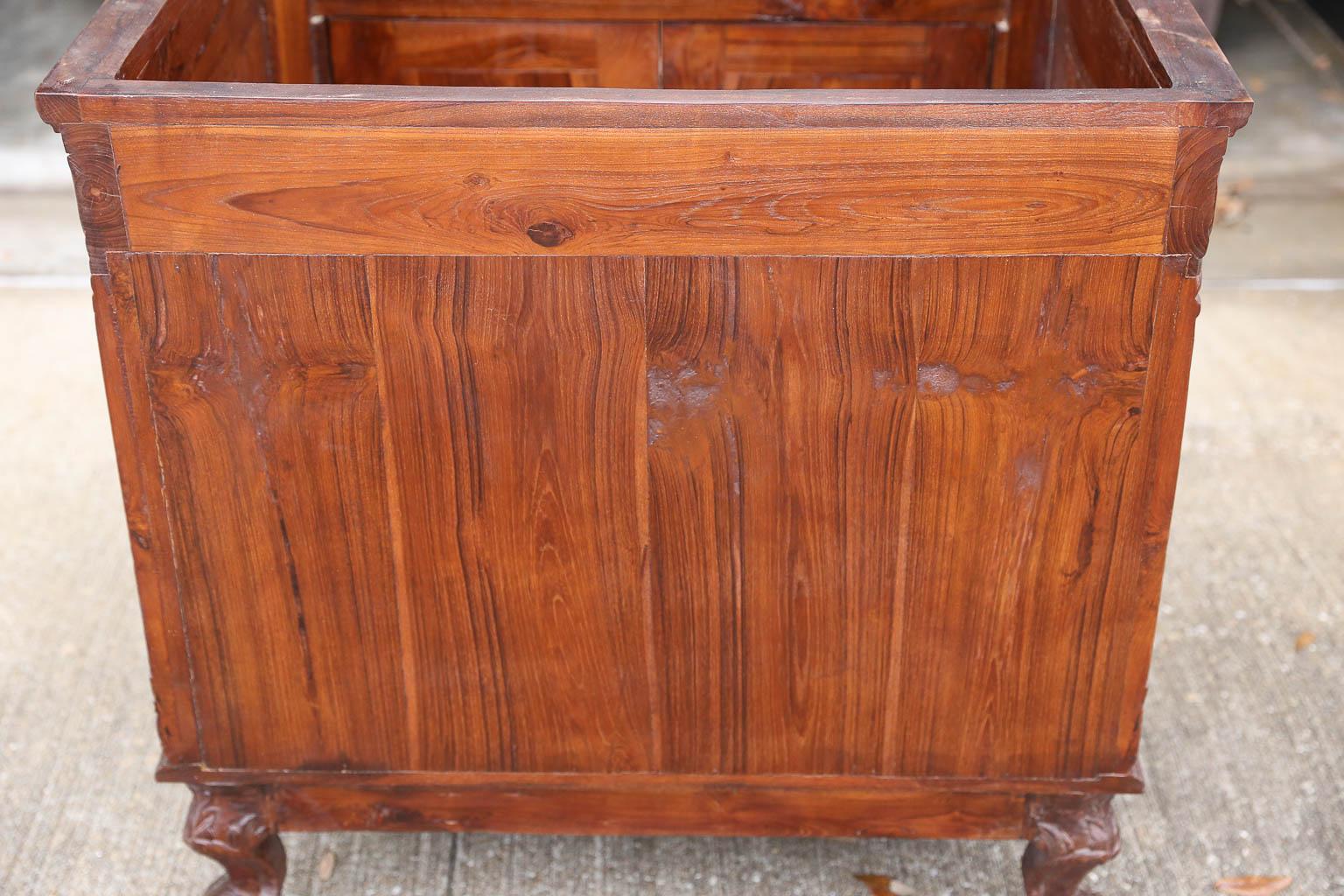 Custom Made Modern Malachite Sink on a Highly Decorative Teak Wood Vanity For Sale 5