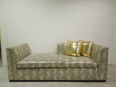 Canapé/chaise moderne en cuir argenté et or métallisé fabriqué sur mesure