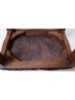 Ottomana moderna su misura con rivestimento in kilim turco anatolico d'epoca e legno Oak Wood