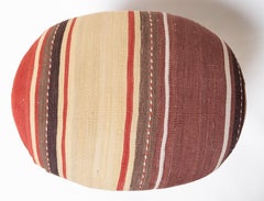 Custom Made Modern Ottoman with Vintage Turkish Anatolian Kilim Cover & Oak Wood