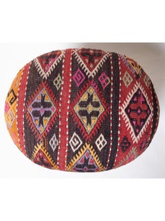 Otomana Moderna Hecha a Medida con Funda de Kilim Turco de Anatolia Vintage y Madera de Roble