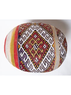 Custom Made Modern Ottoman with Vintage Turkish Anatolian Kilim Cover & Oak Wood