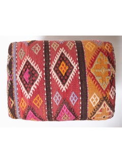 Otomana Moderna Hecha a Medida con Funda de Kilim Turco de Anatolia Vintage y Madera de Roble