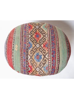 Couvercle Kilim turc d'Anatolie vintage et bois de chêne, fabriqué sur mesure