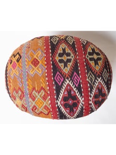 Ottomana moderna su misura con rivestimento in kilim turco anatolico d'epoca e legno Oak Wood