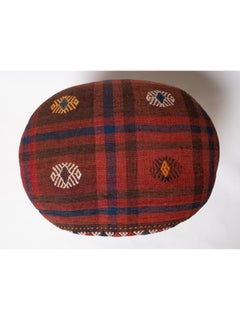 Custom Made Modern Ottoman with Vintage Turkish Anatolian Kilim Cover & Oak Wood