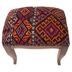 Couvercle Kilim turc d
Anatolie vintage et bois de chêne, fabriqué sur mesure