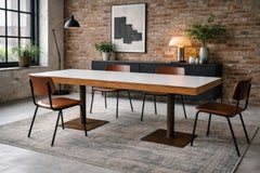 Table de salle à manger moderniste CUSTOM MADE en acier rouillé et contreplaqué, 1977