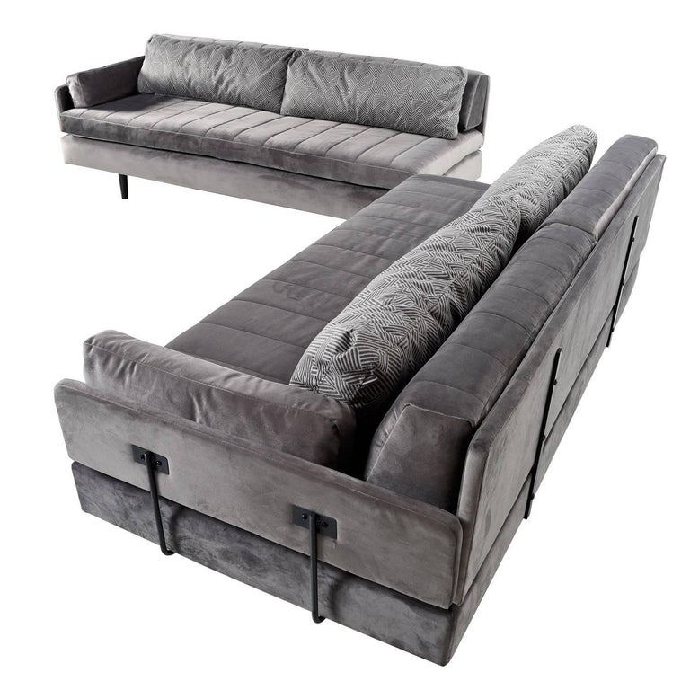 CustomMade Modular Grey Velvet Daybed Sofa For Sale at 1stdibs