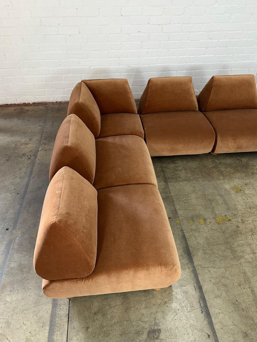 American Custom Made Modular Low Profile Sectional, Set For Sale