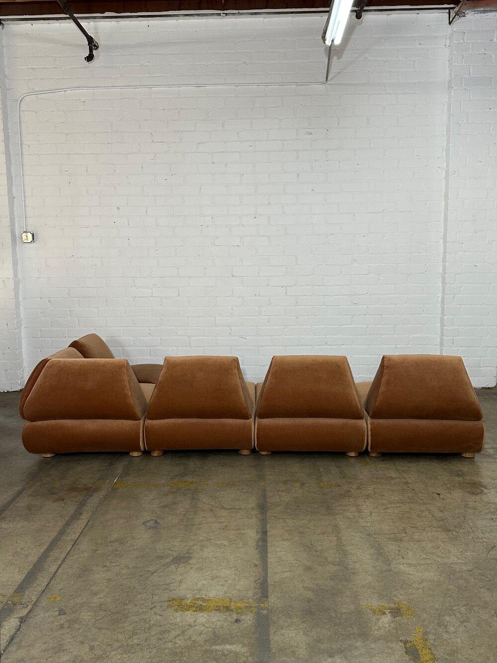 Contemporary Custom Made Modular Low Profile Sectional, Set For Sale