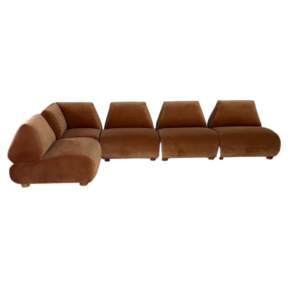 Custom Made Modular Low Profile Sectional, Set For Sale