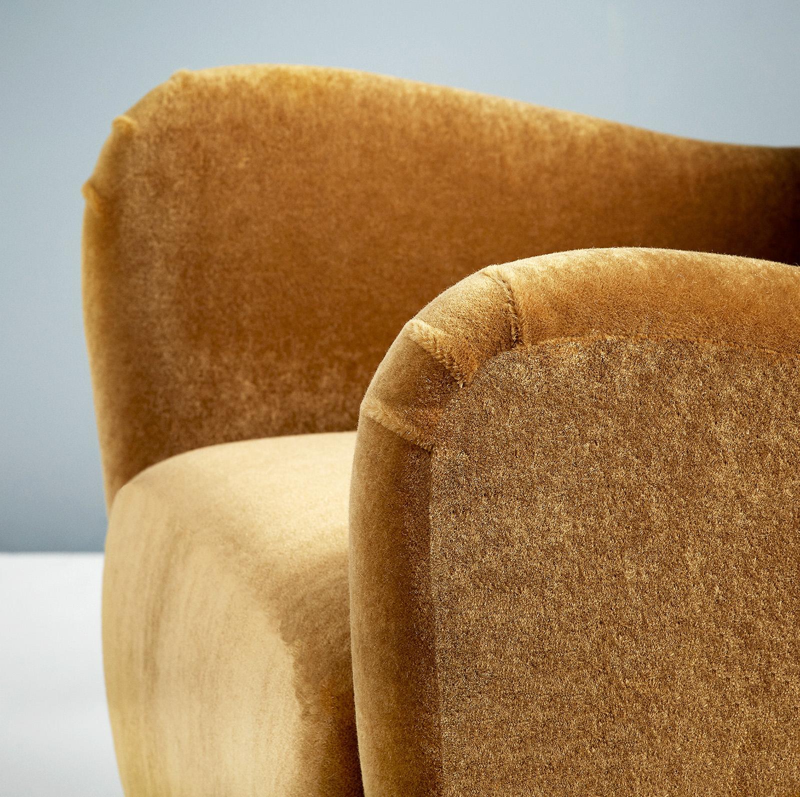 Sheepskin Custom Made Mohair Lounge Chair and Ottoman by Dagmar For Sale