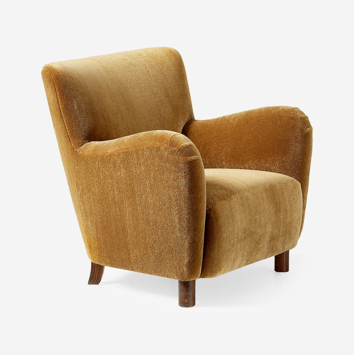 Sheepskin Custom Made Mohair Lounge Chair & Ottoman by Dagmar For Sale