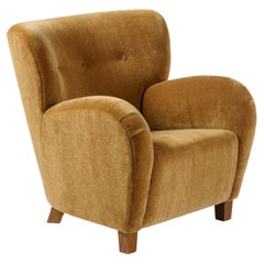 Custom Made Mohair Velvet Karu Armchair