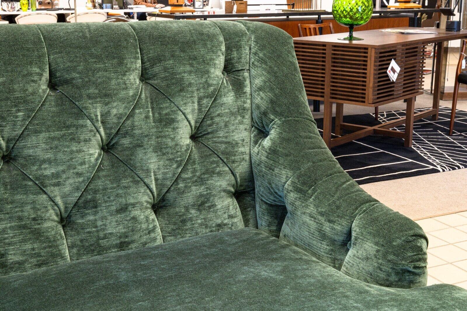 Custom Made Monumental Green Velvet Tufted Hollywood Regency Sofa Sectional 6