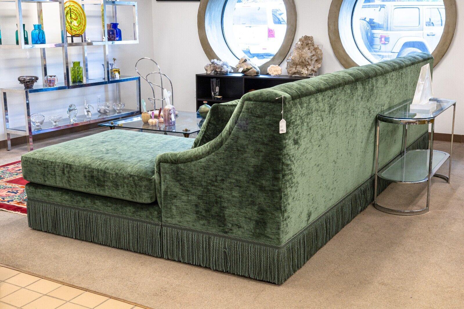 Custom Made Monumental Green Velvet Tufted Hollywood Regency Sofa Sectional 8