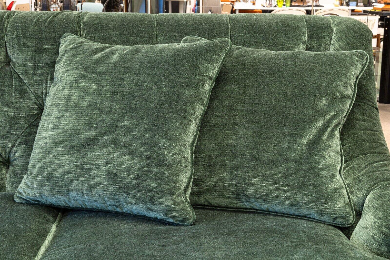Custom Made Monumental Green Velvet Tufted Hollywood Regency Sofa Sectional 5