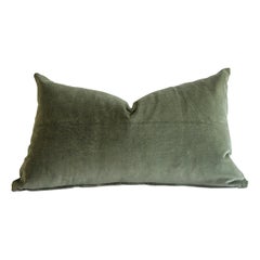 Custom Made Moss Green Cotton Velvet and Linen Decorative Pillows