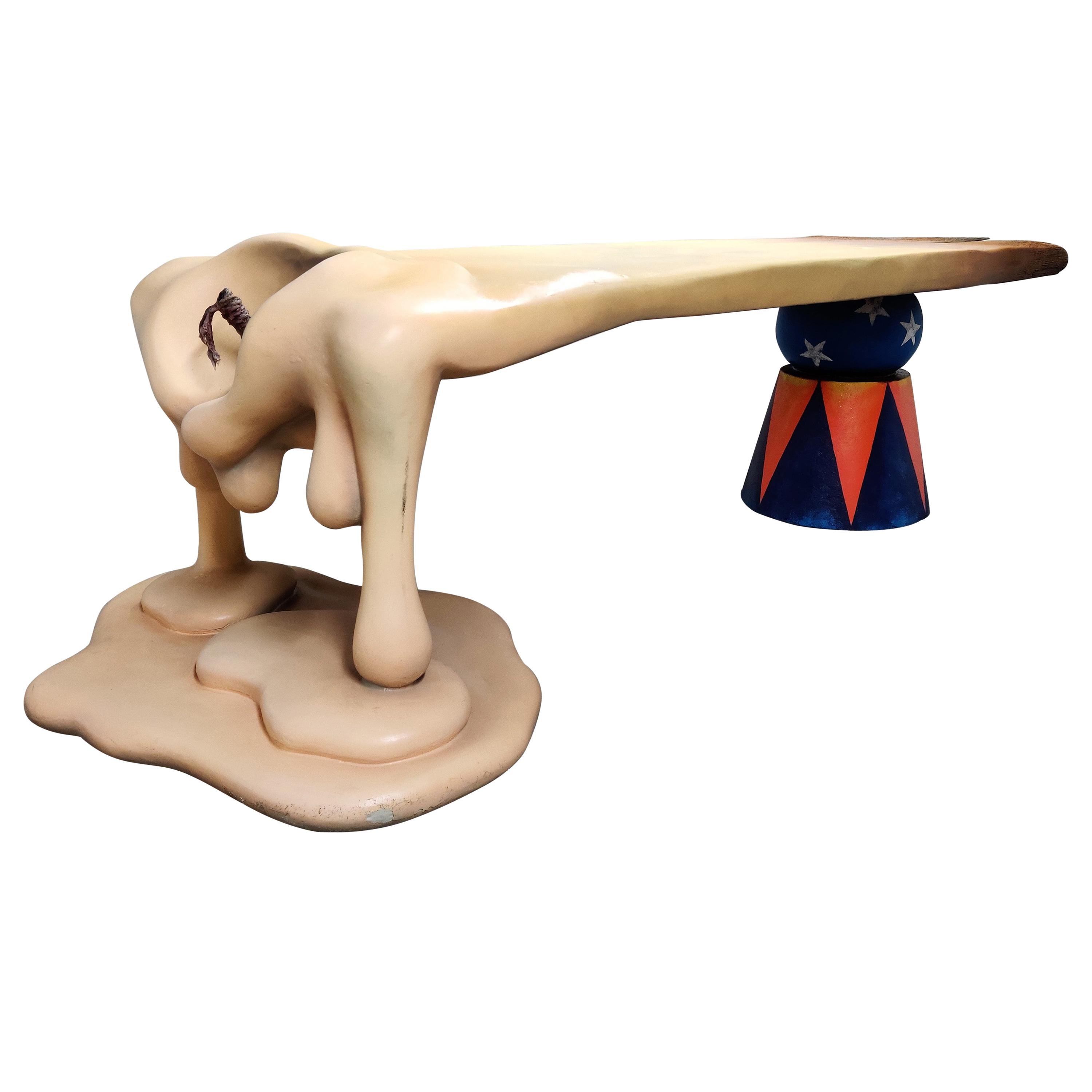 Custom made movie prop table 'melted candle'