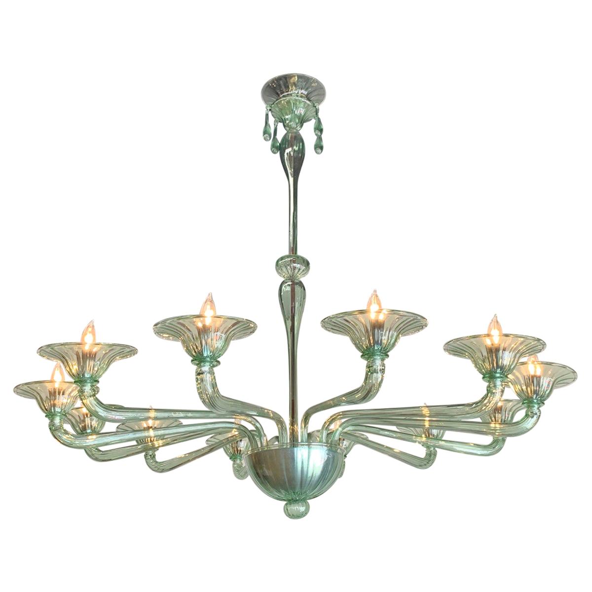 Custom Made Murano Glass Chandelier with 12-Light For Sale