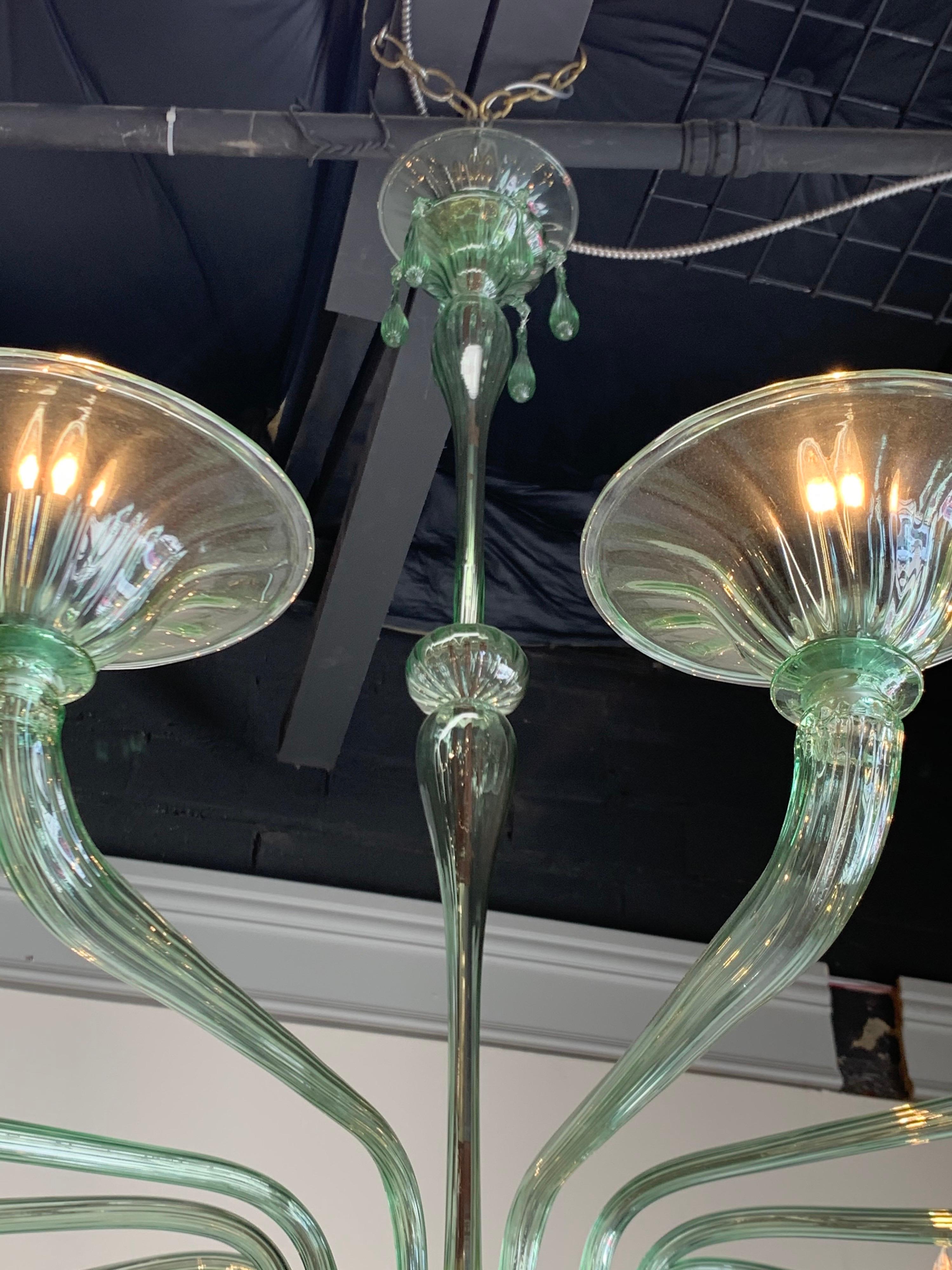 Italian Custom Made Murano Glass Chandelier with 12-Light For Sale