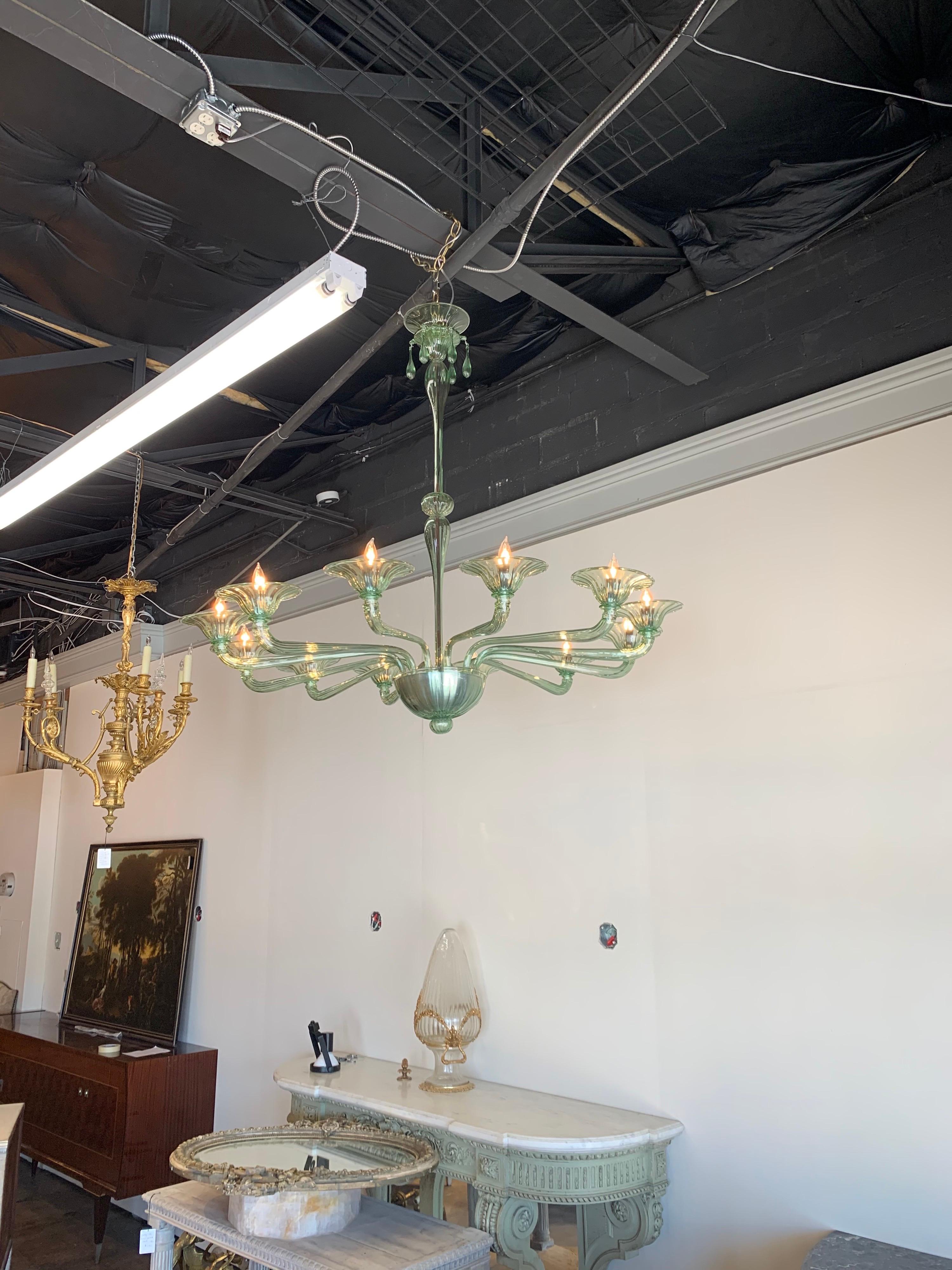 Contemporary Custom Made Murano Glass Chandelier with 12-Light For Sale