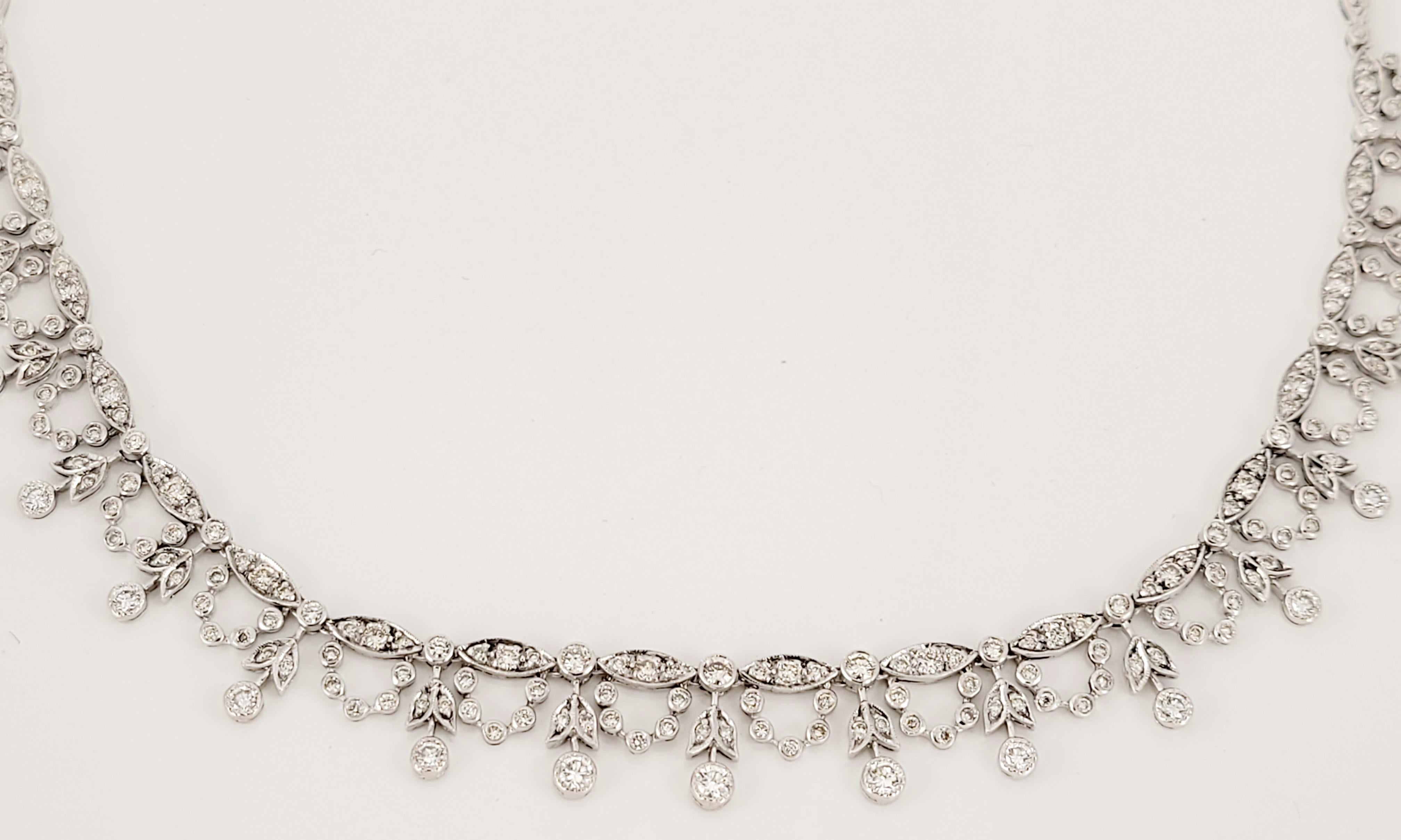 Women's Custom made Necklace in 18K White Gold with Diamonds For Sale