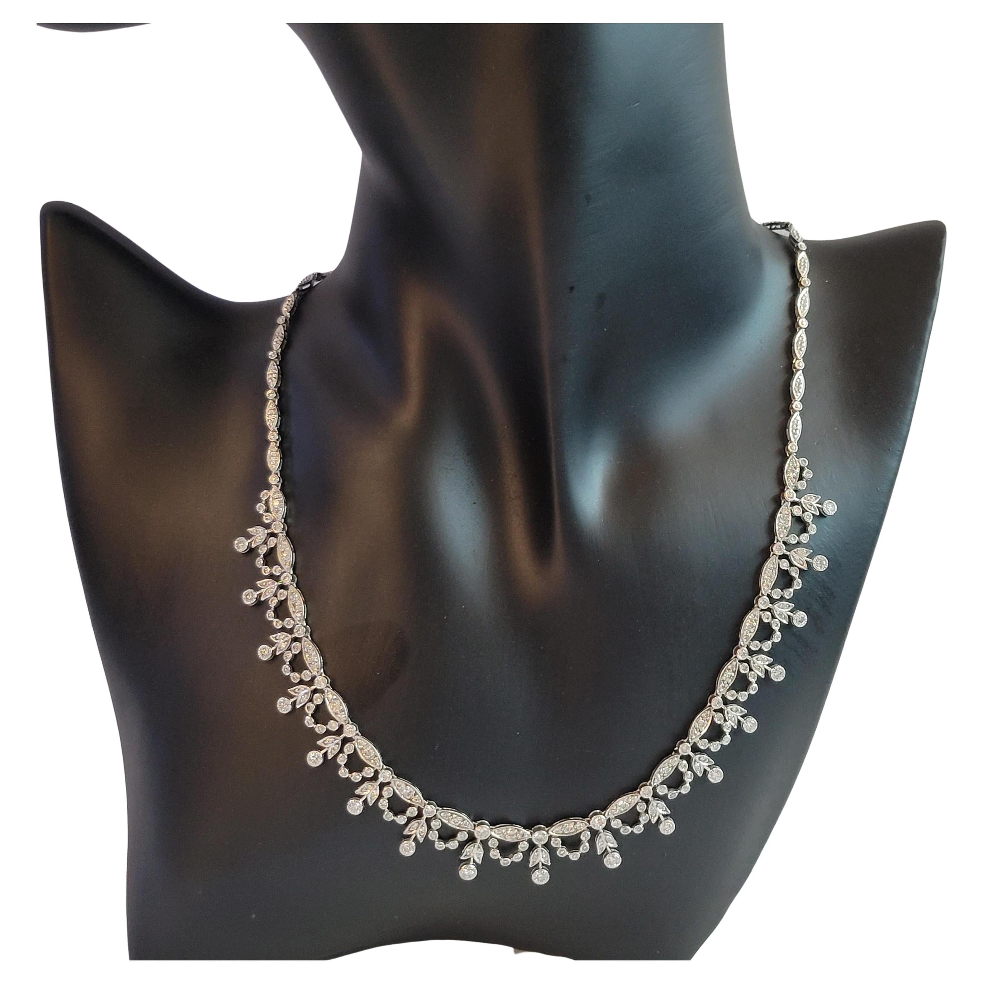 Custom made Necklace in 18K White Gold with Diamonds For Sale