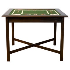 Custom Made Needlepoint and Mahogany Games Table