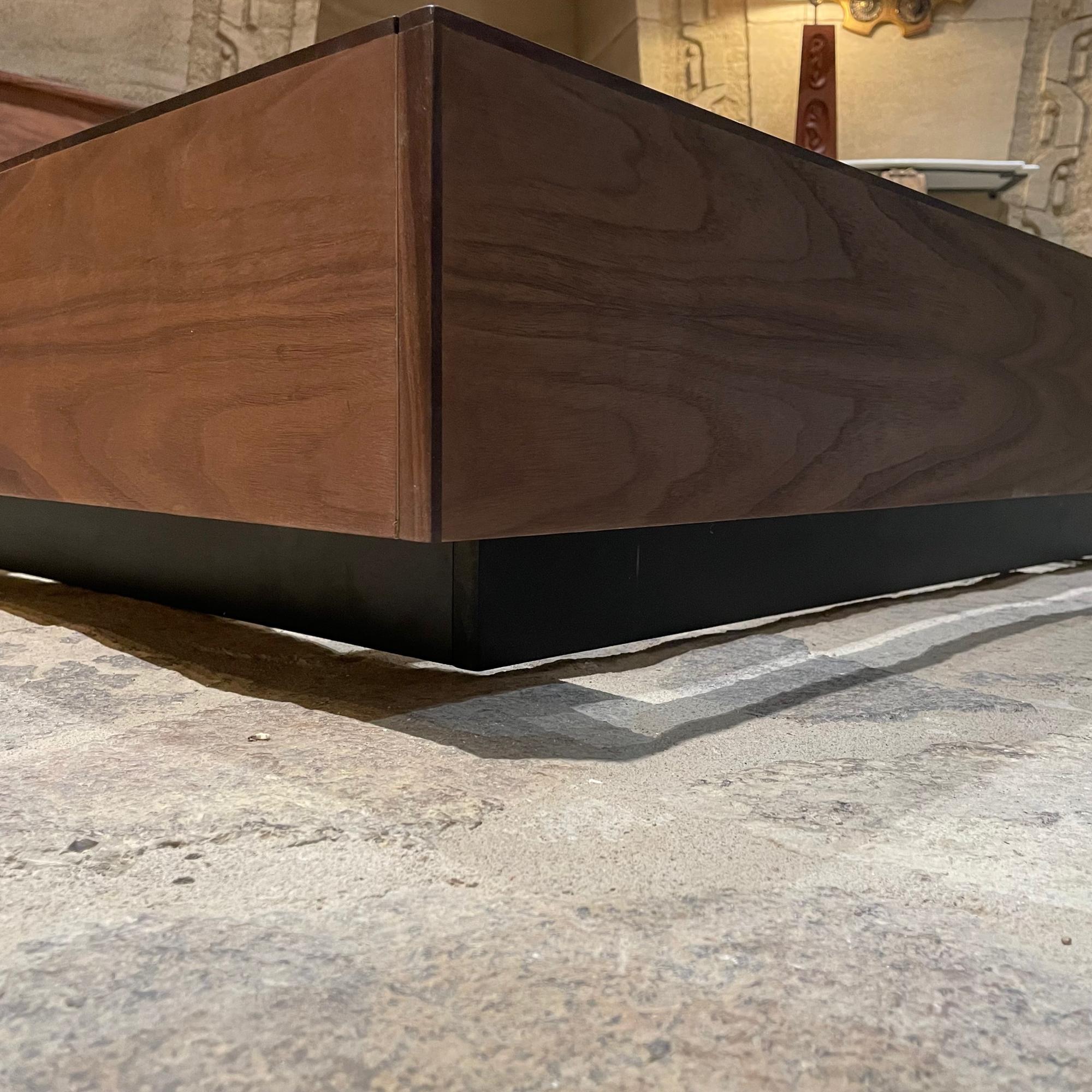 Custom Made New Danish Modern King Walnut Platform Bed with Floating Nightstands 1