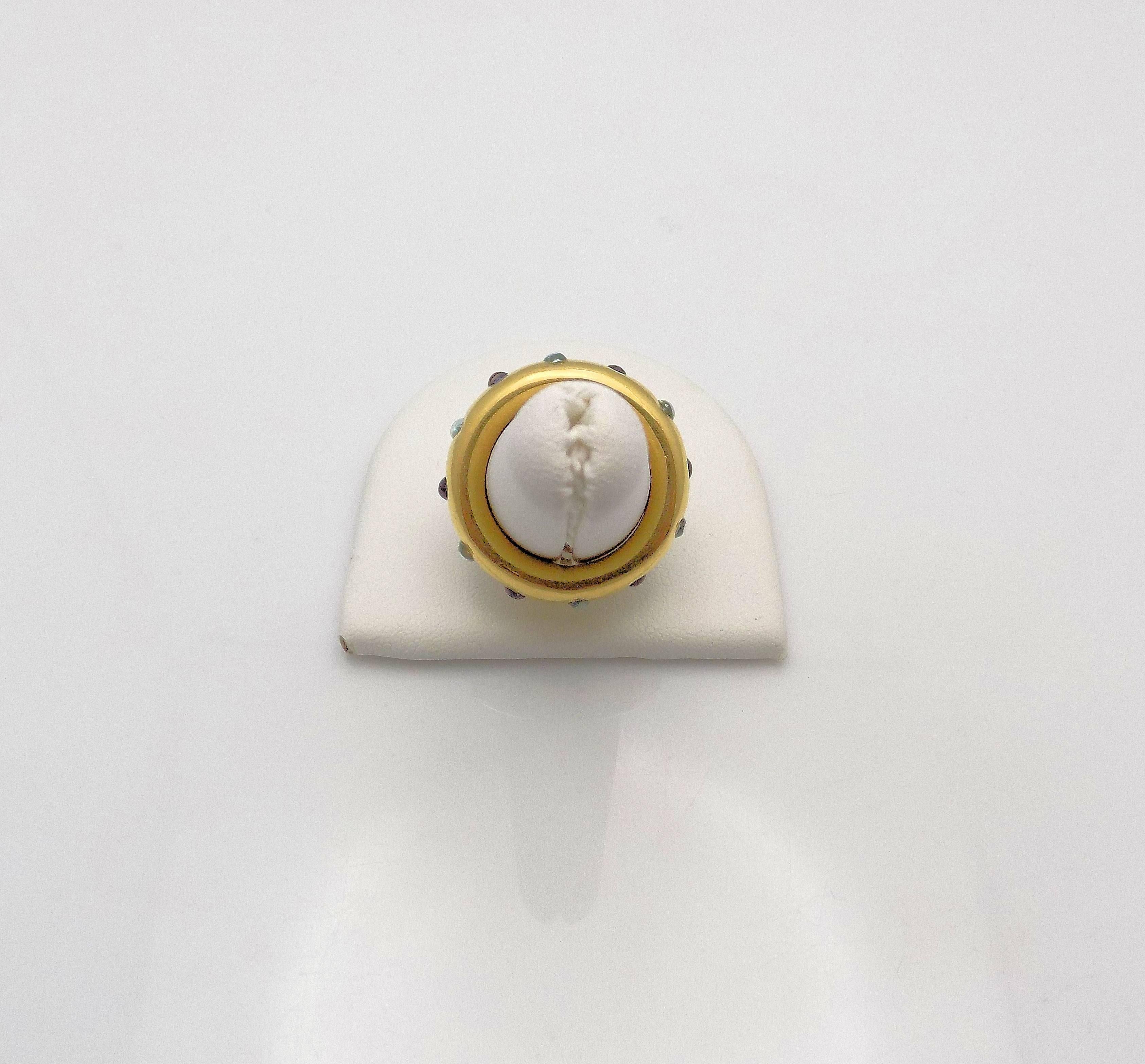 Women's or Men's Custom-Made Nieman Marcus Aquamarine and Tanzanite Ring For Sale