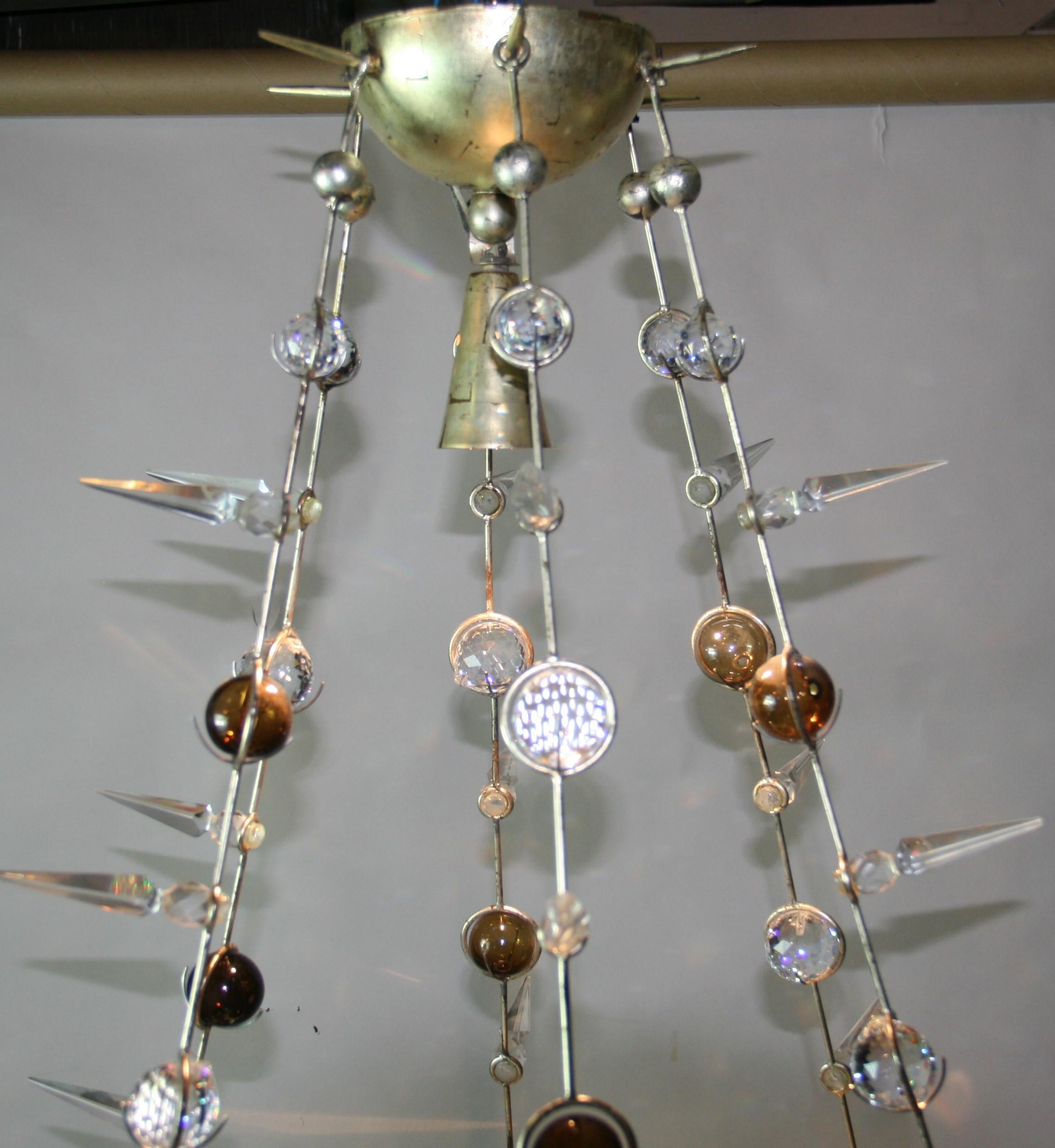 Custom Made One of a Kind Planetary Crystal Chandelier For Sale 4