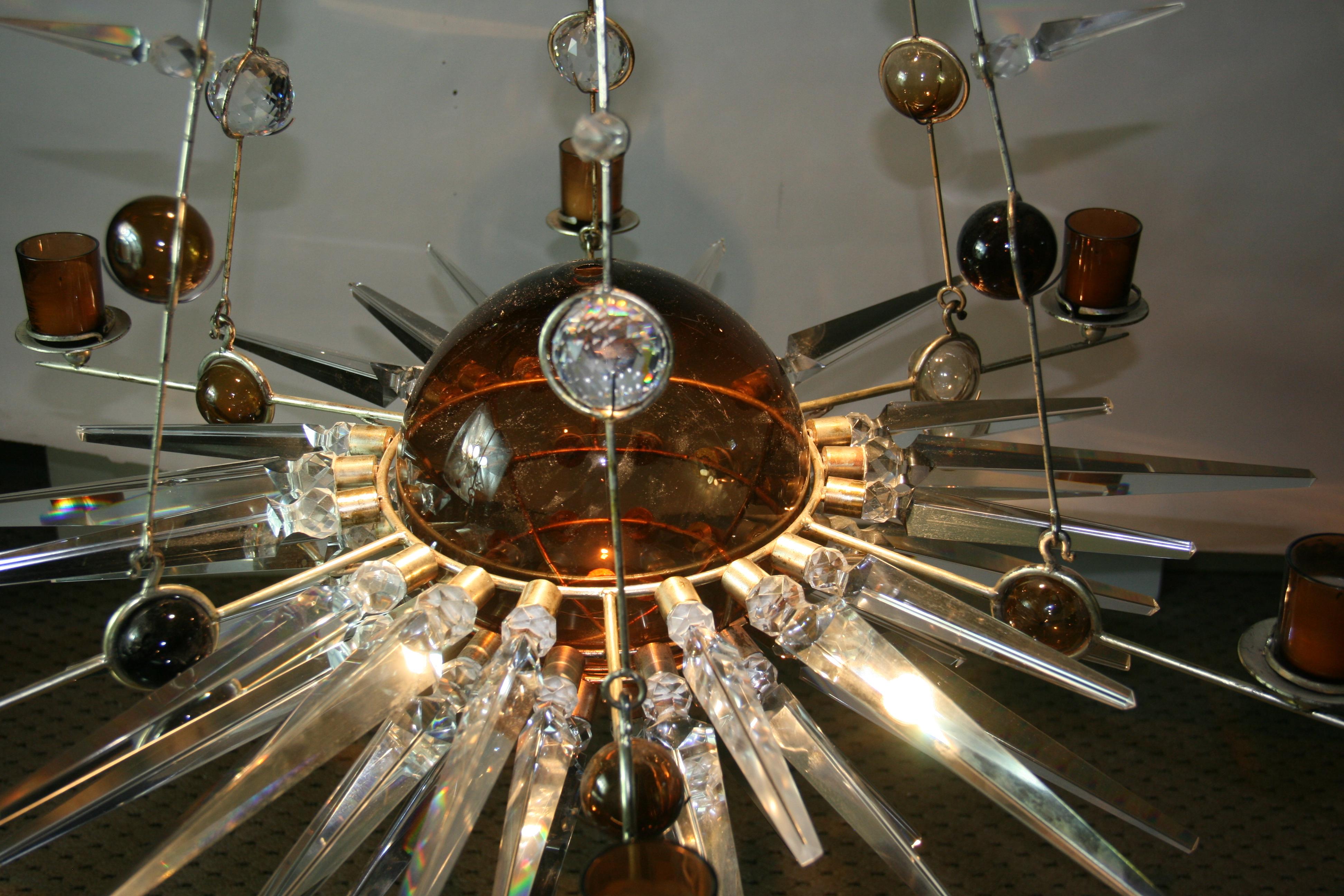 Custom Made One of a Kind Planetary Crystal Chandelier For Sale 5