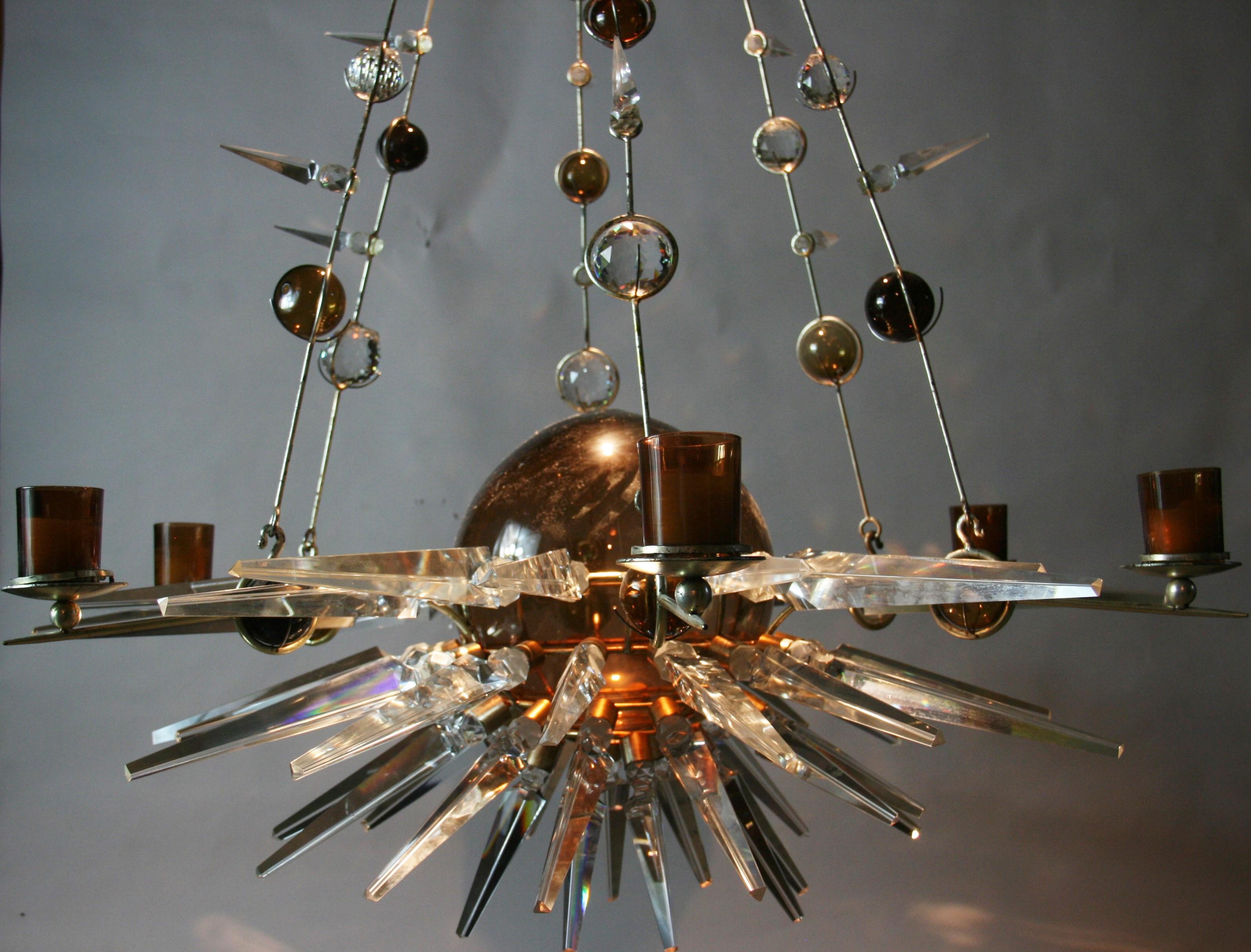 Custom Made One of a Kind Planetary Crystal Chandelier For Sale 6