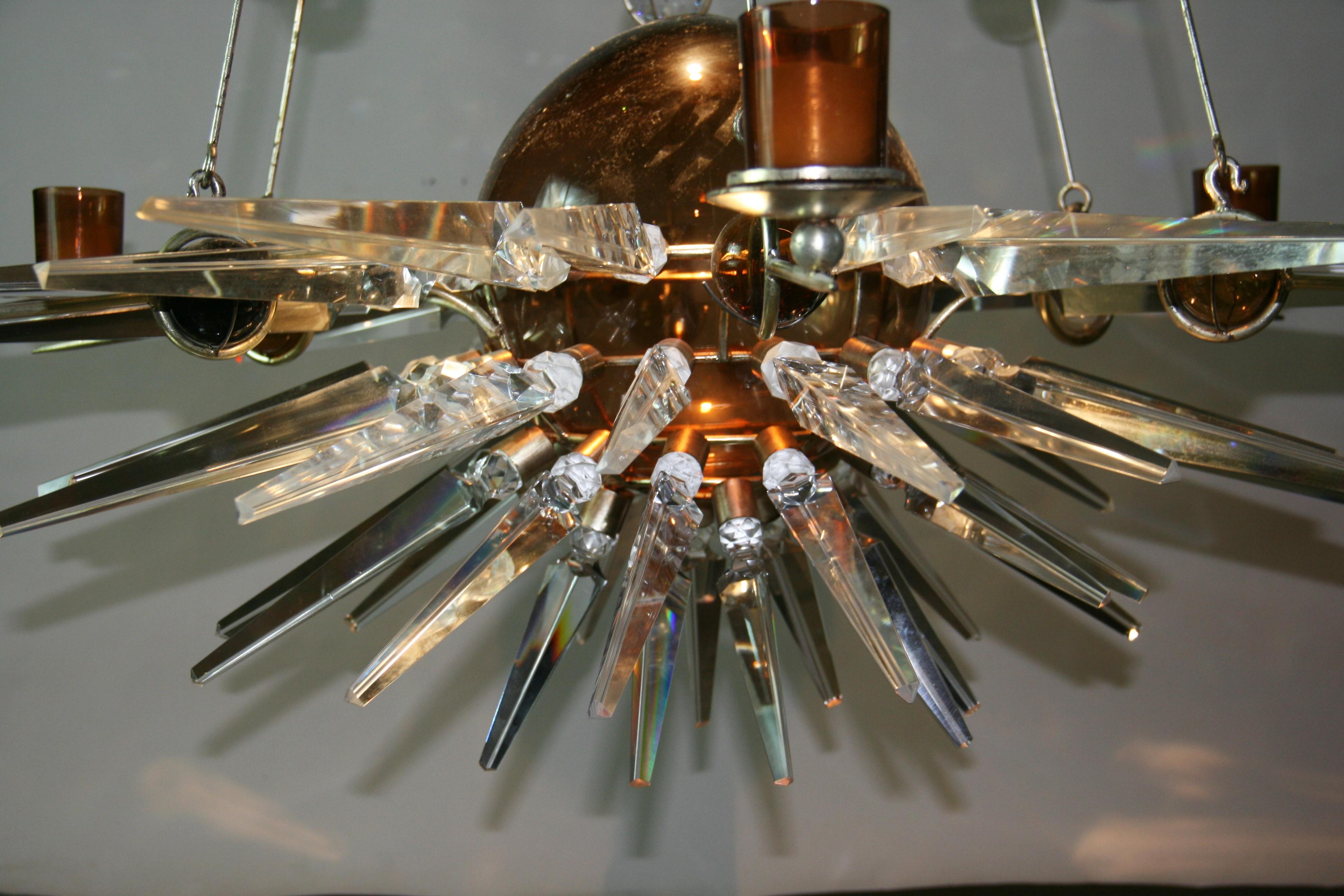 Custom Made One of a Kind Planetary Crystal Chandelier For Sale 7